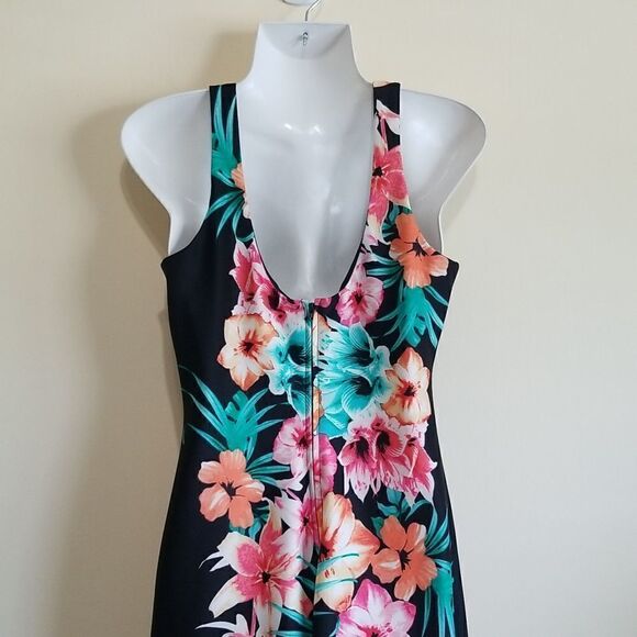 Bisou Bisou Black Floral Dress Sz 2 - Picture 7 of 11